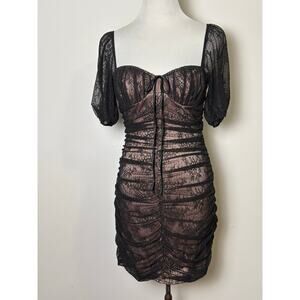 Victoria's Secret Sheer Black Lace Mini Dress‎ XS Whimsigoth Milkmaid Babydoll